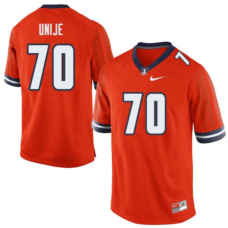 Men #70 Reuben Unije Illinois Fighting Illini College Football Jerseys Sale-Orange
